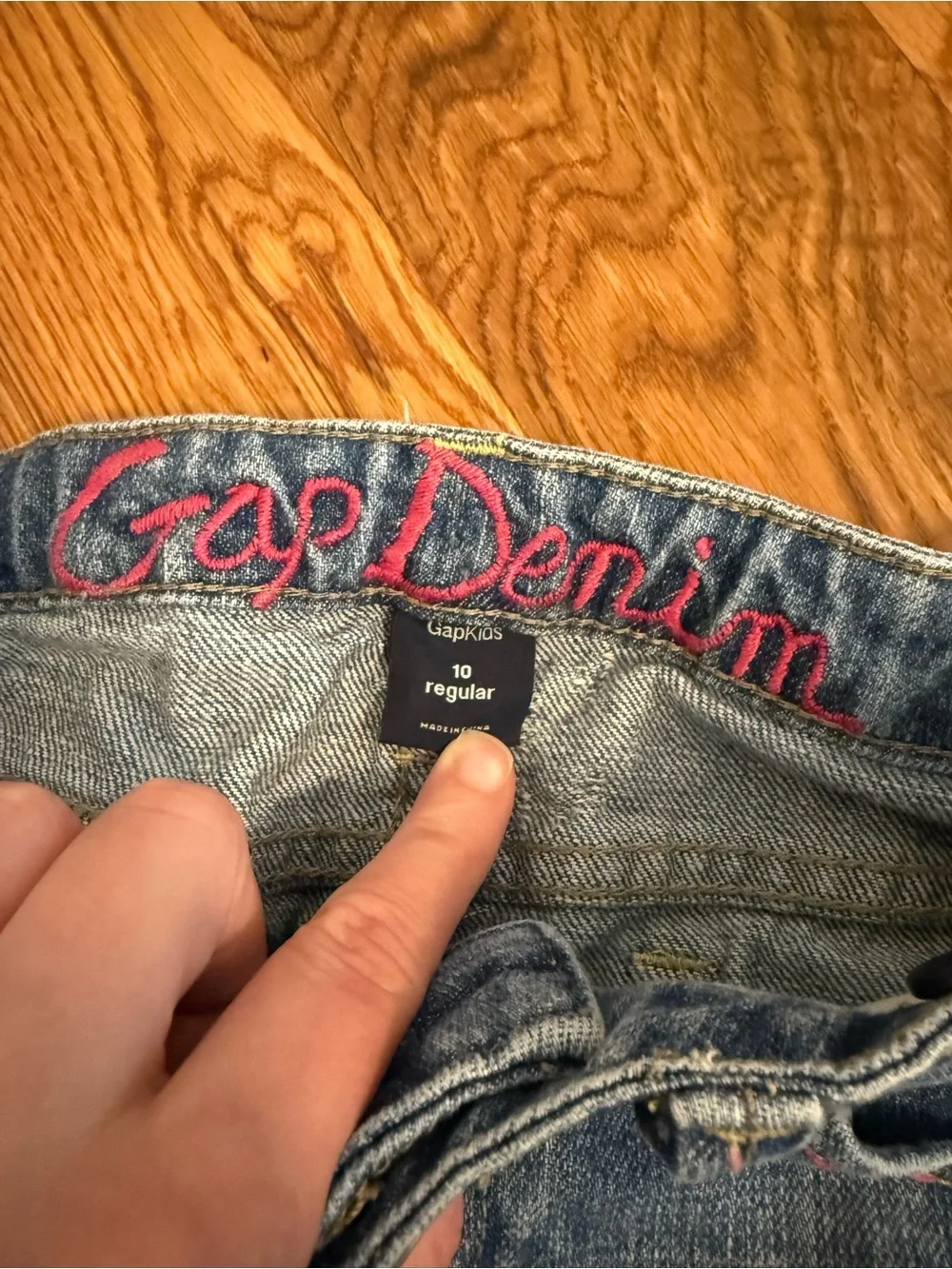 Gap Kids Vintage Denim Skirt with Embroidered Pockets Size 10 regular